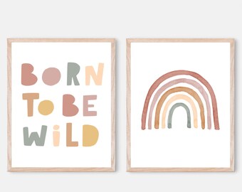 Born To Be Wild, Nursery Decor, Nursery Prints, Kids Prints, Rainbow Prints, Nursery Wall Art, Kids Bedroom Prints, Kids Bedroom, Boho