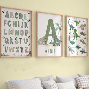 Dinosaur Prints, Dinosaur Nursery Prints, Nursery Decor, Boys Bedroom Decor, Dinosaur Decor, Dinosaur Wall Art,Dinosaur Bedroom,Playroom ABC