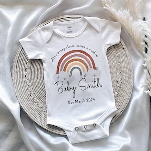 Personalised Baby Grow,Rainbow Baby announcement,Pregnancy Reveal,baby vest,baby sleepsuit,baby reveal,new baby gift,new mum,IVF,miscarriage