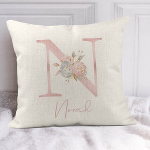 Cojín de guardería para niñas, cojín personalizado, decoración de guardería, guardería para niñas, regalos de 1er cumpleaños, nuevos regalos de bebé, cojín de bebé, cojín de nombre