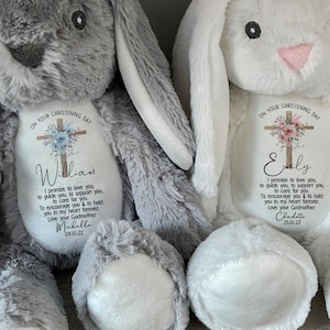 Personalised Christening Gift, Bunny Rabbit, Christening Gift, Boys, Girls, Baptism Gift, Keepsake, Godson, Goddaughter, Soft Toy, Baby Gift
