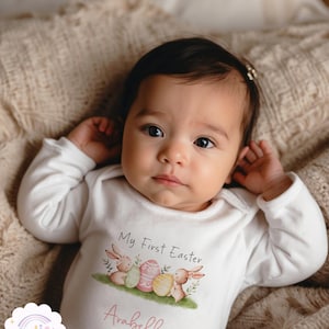 My First Easter Babygrow, My 1st Easter Pyjamas, Baby Girl, Personalised, Babies 1st Easter, My First Easter outfit,sleepsuit,New baby gift,