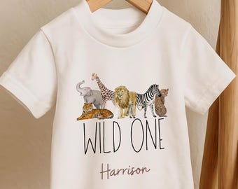 Personalised First Birthday Outfit, Girls Boys First Birthday Top, 1st Birthday T-Shirt, Safari Birthday, Toddler,First Birthday, Wild One