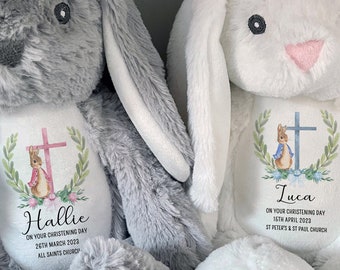 Christening Gift,Personalised,Baptism Gifts,Girl Christening,Boy Christening,Soft Toy,Godson,Goddaughter,Bunny,Christening Gifts, Keepsake