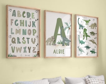 Dinosaur Prints, Dinosaur Nursery Prints, Nursery Decor, Boys Bedroom Decor, Dinosaur Decor, Dinosaur Wall Art,Dinosaur Bedroom,Playroom ABC