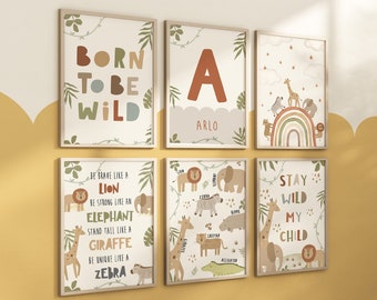 Safari Nursery Prints, Born to be wild, Nursery Decor, Kids Bedroom.Jungle Theme, Boys, Girls, Toddler Bedroom, Nursery Wall Art, Safari Animals