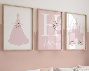 Princess Prints,Girls Bedroom Prints,Girls Wall Art,Pink,Floral,Nursery Prints,Princess Wall Decor,Princess Bedroom,Toddler Bedroom,Baby