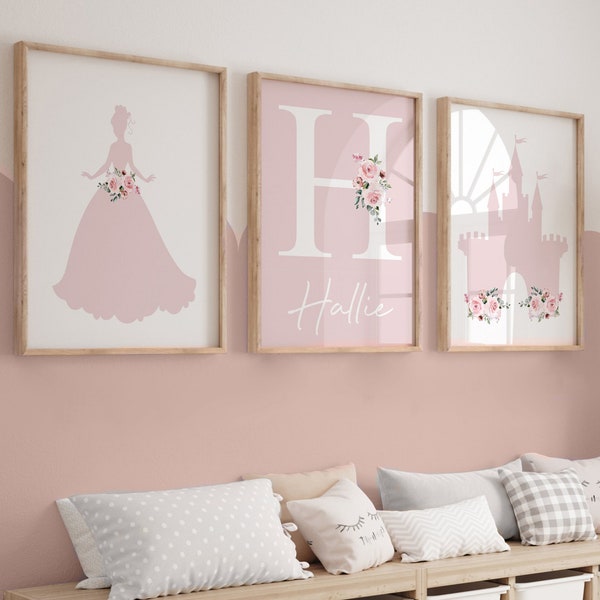 Princess Prints,Girls Bedroom Prints,Girls Wall Art,Pink,Floral,Nursery Prints,Princess Wall Decor,Princess Bedroom,Toddler Bedroom,Baby