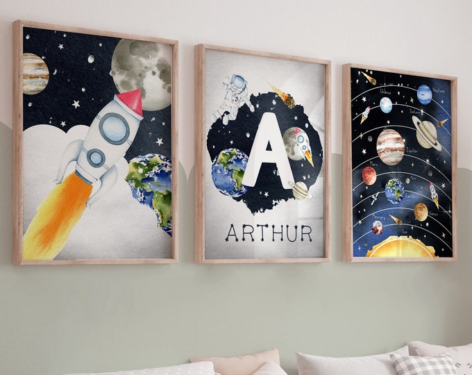 Outer Space Wall Art Solar System Astronomy Print on Canvas Colorful ...
