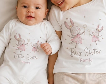 Camiseta y body a juego para hermana mayor y hermana menor, regalo para recién nacido, conjuntos para hermanas.