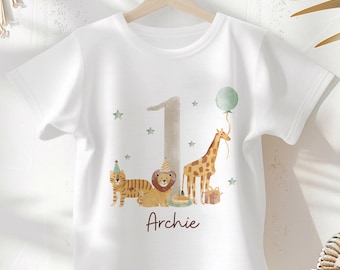 Personalised First Birthday Outfit, Girls Boys First Birthday Top, 1st Birthday T-Shirt, Safari Birthday, Toddler,First Birthday, Wild One