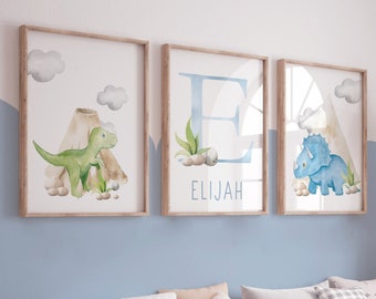 Set of 3 Personalised Dinosaur Prints,Dinosaur Wall Decor, Dinosaur Prints, Boys Room Decor, Dinosaur Bedroom, Dinosaur Wall Art, Boys