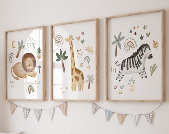 Safari Nursery Prints,Boys Nursery Decor,Baby BoyToddler ,jungle nursery,safari animals,Nursery Wall Art,Neutral,Girls,Safari Nursery Decor