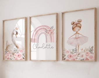 Girls Bedroom Prints,Girls Room Decor,Girl Wall Art,Swan Prints,Ballerina,Nursery Decor,Unicorn,Pink Decor,Floral,Girly ,Rainbow,Pastel