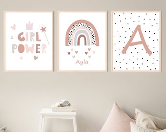 Set of 3, Rainbow Prints, Nursery Decor,Playroom Print, Nursery Prints, Girls bedroom prints, girls bedroom decor, personalised prints