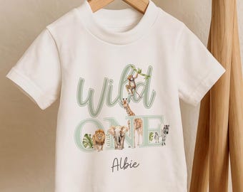 Personalised First Birthday Outfit, Girls Boys First Birthday Top, 1st Birthday T-Shirt, Safari Birthday, Toddler,First Birthday, Wild One