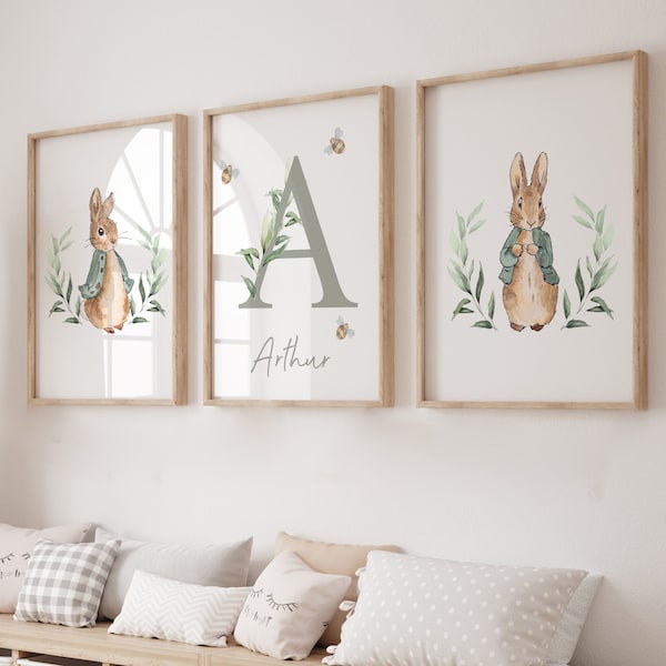 Peter Rabbit Prints,Boys Nursery Prints,New Baby,Nursery Decor,Peter Rabbit Decor,Peter Rabbit Nursery,Nursery Wall Art,Blue,Personalised