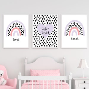 Set Of 3 Prints,Sister Prints,Rainbow Prints, Nursery Prints, Playroom Decor, Girls Bedroom Decor,Nursery decor, Girls Bedroom Prints