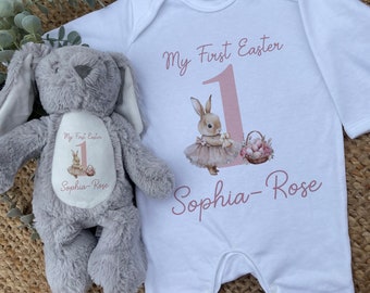 My First Easter,Personalised Babygrow,Baby Girl,New Baby Gift,Baby Vest,Sleepsuit,Baby Keepsake,Easter Outfit,Teddy,Soft Toy,pj's,1st Easter