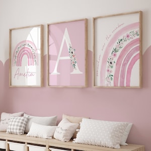 Rainbow Nursery, Girls Bedroom, Girls Nursery Prints, Girls Nursery Decor, Baby Wall Decor,Kids Wall Decor, Pink Nursery, Floral Nursery