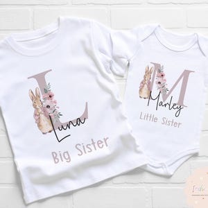 Sister Matching T-shirts, Baby Sister, Big Sister T-shirt, Little sister, New Baby gift, Newborn Personalised Sibling Set, Baby Girl Outfit