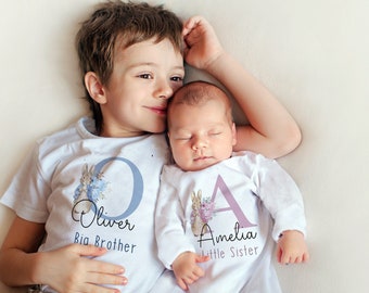 Sibling Matching T-shirts,Baby Schwester,großer Bruder,kleine Schwester,neues Baby Geschenk,Neugeborenen,personalisiert,Baby Weste,Baby wachsen,Geschwister Outfit,Kinder,