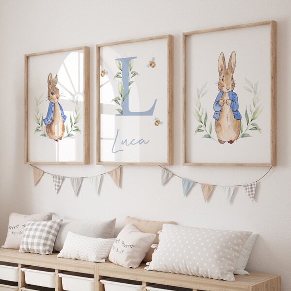 Peter Rabbit Prints,Boys Nursery Prints, Nursery Wall Art,Nursery Decor,Peter Rabbit Decor Peter Rabbit Gifts,Blue,Personalised,New Baby