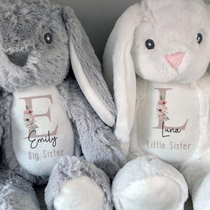 Personalised Bunny,Baby Gift,New Baby Gift, Baby Keepsake,Baby Girl Gifts,Big Sister Gift, Little Sister Gifts, New Sister Gift,Sister Bunny