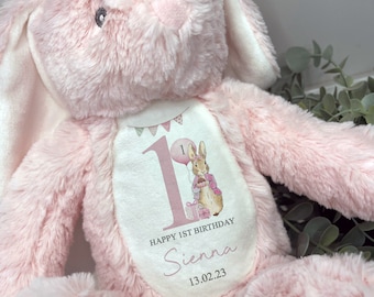 Personalised First Birthday Gift,Bunny,Granddaughter,Girls Birthday,Soft Toy,Keepsake,Grandson,son,Daughter,Baby,Peter Rabbit,Nephew,Niece