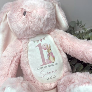 Personalised First Birthday Gift,Bunny,Granddaughter,Girls,Boys,Soft Toy,Keepsake,Grandson,son,Daughter,Baby,Peter Rabbit,1st Birthday,Bear image 1