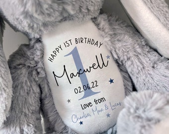 Personalised 1st Birthday Gift,First Birthday Gift,Boys,Girls,Keepsake,Granddaughter,Grandson,Baby Gift,Goddaughter,Godson,Bunny,Teddy