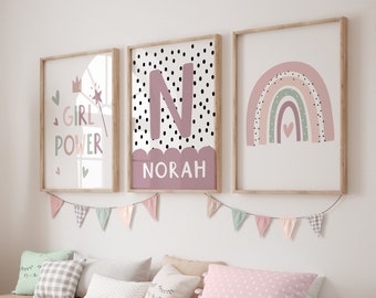 Girls Bedroom Prints,Girls Room Decor,Rainbow Prints,Playroom Decor, Kids Room, Personalised Print,Rainbow Decor,Girl Power,Pink,Wall Art