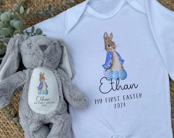 My First Easter,Personalised Babygrow,Baby Girl,New Baby Gift,Baby Vest,Sleepsuit,Baby Keepsake,Easter Outfit,Teddy,Soft Toy,pj's,1st Easter