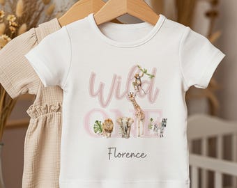 Personalised First Birthday Outfit, Girls Boys First Birthday Top, 1st Birthday T-Shirt, Safari Birthday, Toddler,First Birthday, Wild One