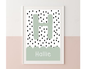Personalised Initial Print, Nursery Prints, Baby Shower Gift, Nursery Decor, New Baby Gifts, Girls Bedroom Decor, Boys Bedroom Decor