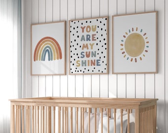 Nursery Prints,You are my sunshine,Baby Girl,Baby Boy,New Baby,Boys Nursery Prints,Girls Nursery Prints,Neutral Nursery,Rainbow,Boho Nursery