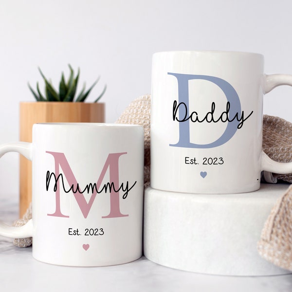 Regalo de nueva mamá, regalo de nuevo papá, juego de tazas de mamá y papá, futura mamá, baby shower, regalo de nuevo bebé, taza de mamá, regalo de nuevos padres, regalo de amigo, taza de papá