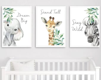 Set of 3 Prints,Safari Nursery, Nursery Prints, Nursery Decor, Girls Nursery Decor, Safari Nursery Decor, Boys Nursery Prints, Boy Nursery