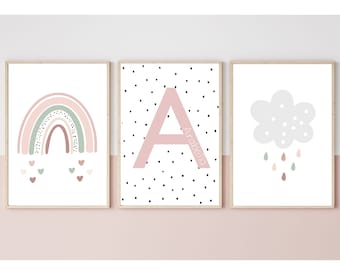 Set of 3, Rainbow Prints, Nursery Decor,Playroom Print, Nursery Prints, Girls bedroom prints, girls bedroom decor, personalised prints