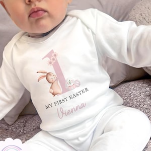 My First Easter Babygrow, My 1st Easter Pyjamas, Baby Girl, Personalised, Babies 1st Easter, My First Easter outfit,sleepsuit,New baby gift,