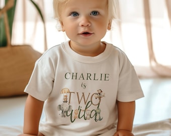 When I Wake Up I Will Be 2,2nd Birthday,Birthday Outfit,Personalised second Birthday t-shirt,Girls birthday,Boys,Two wild,safari,tee,Kids