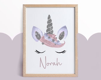 Unicorn print,Nursery Prints,Girls Bedroom Decor,Unicorn Bedroom,Personalised Prints,Kids Room,Girl Prints,Unicorn Wall Art,Pink,Playroom