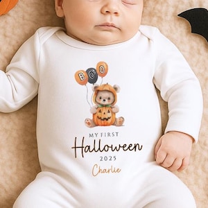 My First Halloween Outfit, Halloween Babygrow, Pumpkin Outfit, Baby Halloween Sleepsuit, 1st Halloween, New Baby Gift, Baby Girl, Baby Boys