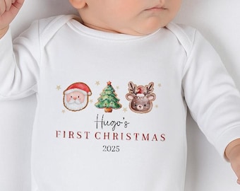 My First Christmas Sleepsuit, Baby Christmas Pyjamas, 1st Christmas Babygrow, Babies First Christmas, Personalised Xmas Baby Outfit, Newborn