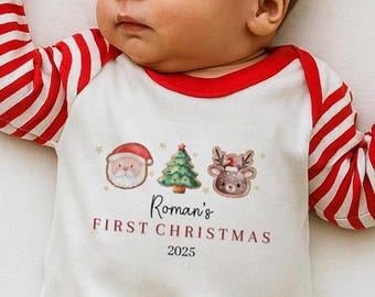 My First Christmas Sleepsuit, Baby Christmas Pyjamas, 1st Christmas Babygrow, Babies First Christmas, Personalised Xmas Baby Outfit, Newborn