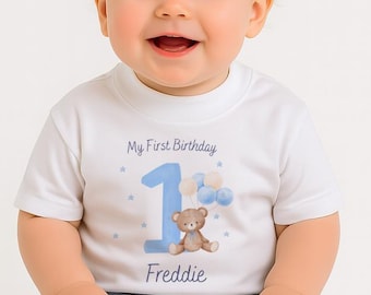 Personalised First Birthday Outfit, Girls Boys First Birthday Tshirt, 1st Birthday Top,Teddy Bear Birthday, Toddler,1st Birthday T-shirt