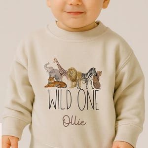 First Birthday Sweatshirt, Safari 1st Birthday Jumper, Boys Birthday, Personalised Safari Birthday T-shirt, Wild One Tshirt, Safari Theme