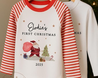 My First Christmas Pyjamas, Christmas Sleepsuit, 1st Xmas Gift, Personalised Pj's, Babygrow, Vest, Christmas Baby Outfit, New Baby Gift