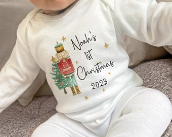 Eerste kerst baby groeien, mijn 1e kerst, vest, pyjama, baby kerstoutfit, jongens, meisjes, kerst Pjs, eerste kerst, aandenken, cadeau, tweeling