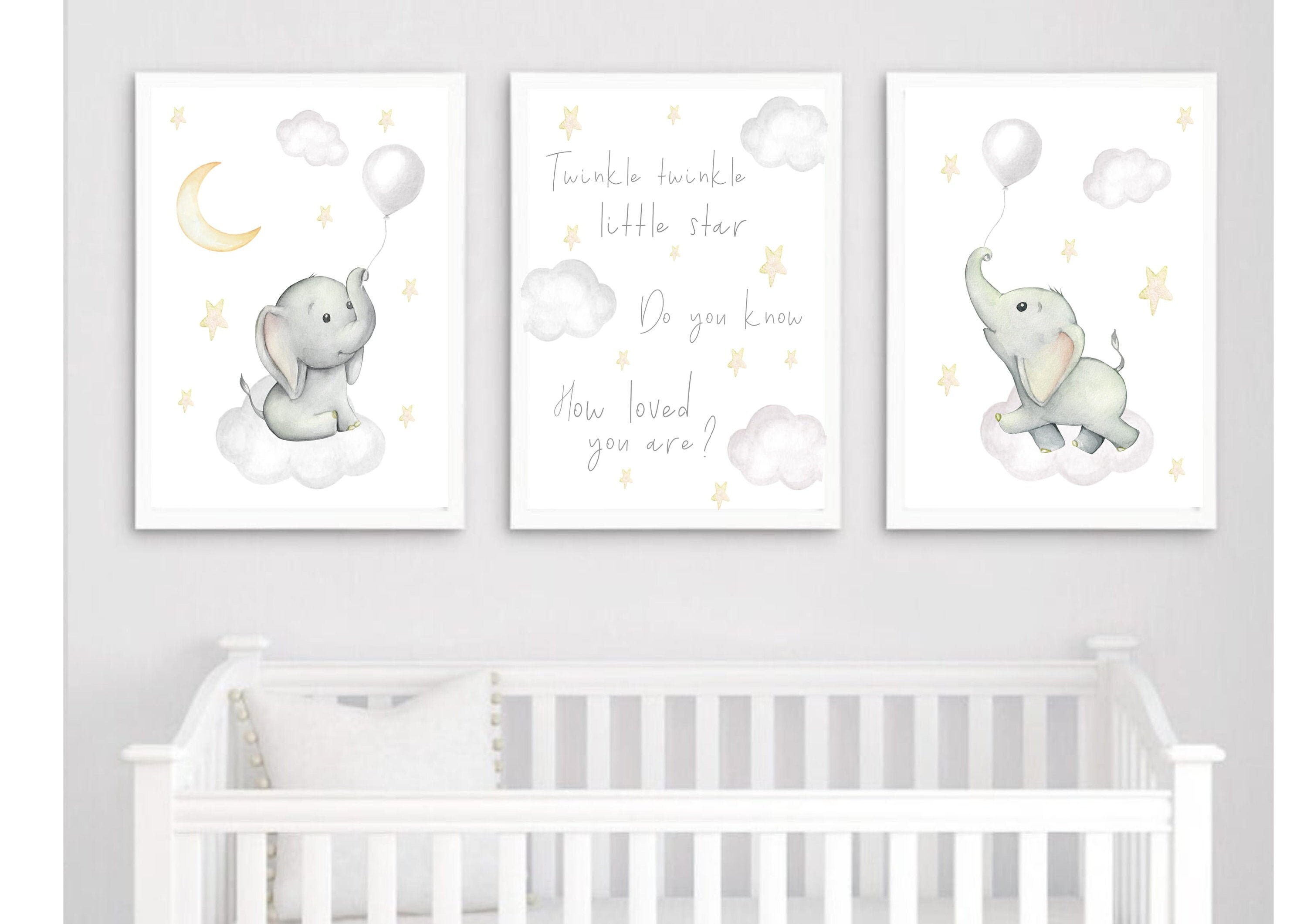 Twinkle Twinkle Little Star, Nursery Prints, Nursery Decor, Elephant …